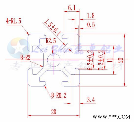 **苏州磊卓铝业工业流水线铝合金型材2020欧标铝型材LZ-6-2020材质6063-T5表面阳极氧化铝型材框架设备