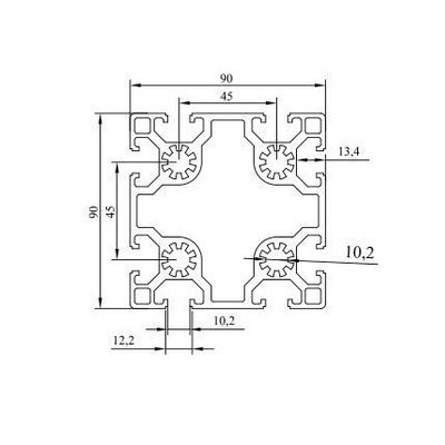 欧标9090双槽工业铝型材槽10系列9090铝型材鱼缸底架型