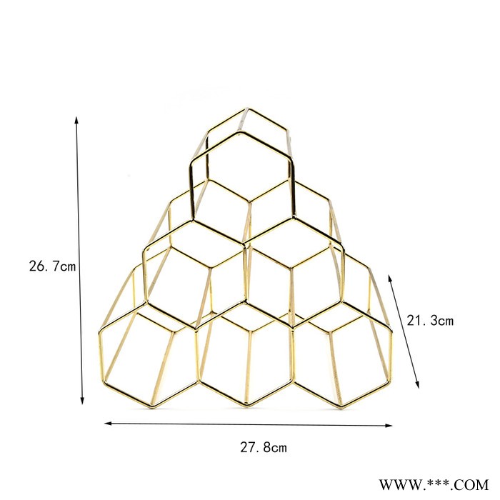 A025北欧装饰 缕空铁艺红酒架酒吧金属摆件电镀玫瑰金酒瓶摆放酒架图2